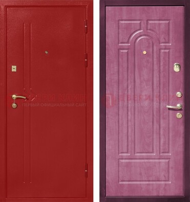 Красная входная дверь с порошковым напылением ДП-240 в Раменском