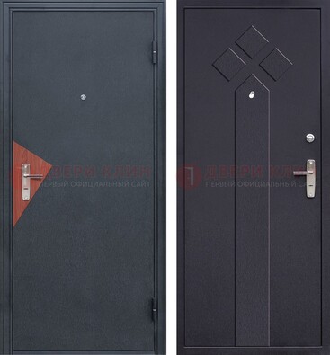 Черная входная дверь с порошковым напылением и узором внутри ДП-241 в Раменском