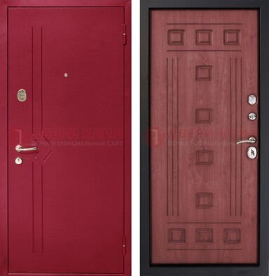 Красная железная дверь с порошковым напылением ДП-242 в Раменском
