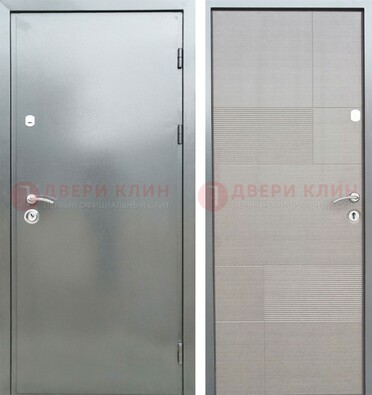 Металлическая серая дверь с порошковым покрытием и серым МДФ внутри ДП-250 в Раменском