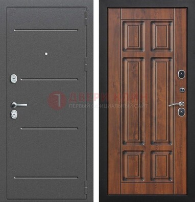 Стальная дверь с порошковым покрытием Антик серебро и филенчатой МДФ ДП-267 в Раменском