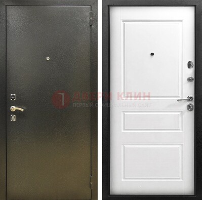 Входная дверь Темное серебро с порошковым напылением и белой МДФ ДП-272 в Раменском