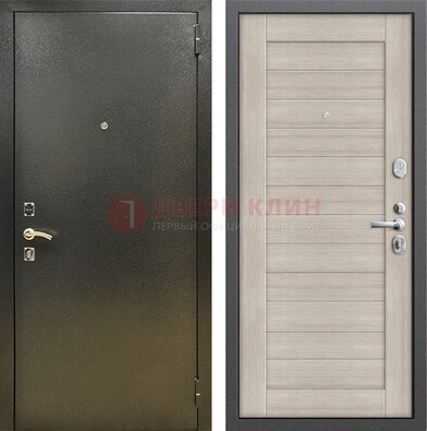 Стальная темно-серая дверь с порошковой отделкой и МДФ панелью ДП-278 в Раменском