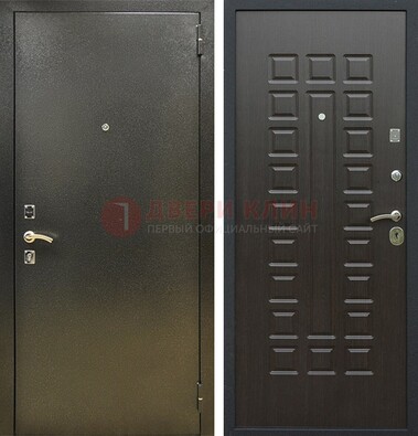 Темно-серая железная дверь с порошковым покрытием и МДФ Венге ДП-287 в Раменском