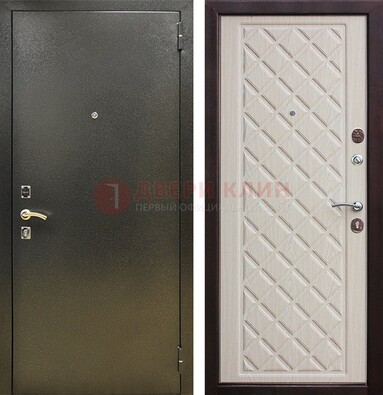 Темно-серая железная дверь с порошковым покрытием и филенчатой МДФ ДП-289 в Раменском