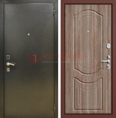 Темно-серая входная дверь с порошковым покрытием и коричневая МДФ ДП-290 в Раменском