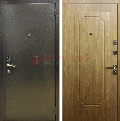Темно-серая входная дверь с порошковым покрытием и МДФ Золотой дуб ДП-291 в Раменском