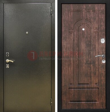Темно-серая металлическая дверь с порошковым покрытием и МДФ коричневая ДП-292 в Раменском