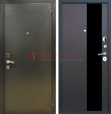 Входная темная дверь с порошковым покрытием и МДФ со стеклом ДП-294 в Раменском