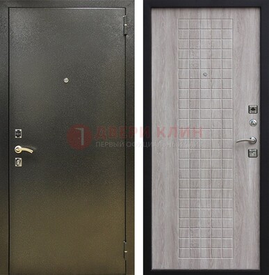 Железная темная дверь с порошковым покрытием и филенчатой МДФ ДП-297 в Раменском