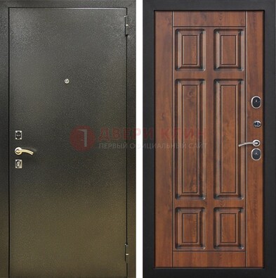 Металлическая входная темная дверь с порошковым напылением и МДФ ДП-299 в Раменском