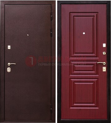 Бордовая входная дверь с порошковым окрасом ДП-36 в Раменском