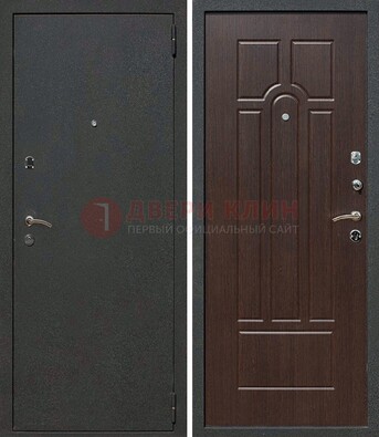 Черная металлическая дверь с порошковым окрасом ДП-47 в Раменском