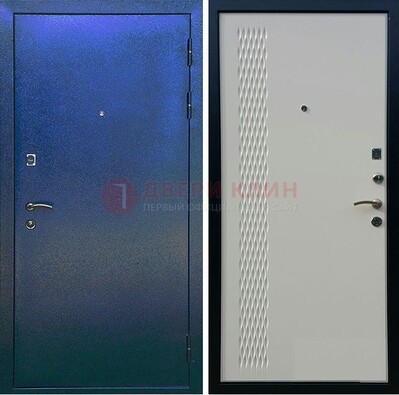 Синяя железная дверь с порошковым напылением ДП-49 в Раменском