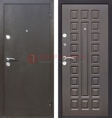Коричневая железная дверь с порошковым окрасом ДП-63 в Раменском