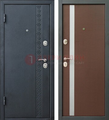Черная стальная дверь с порошковым напылением ДП-9 в Раменском