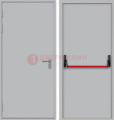 Белая металлическая противопожарная дверь с длинной ручкой ДПП-14 в Раменском