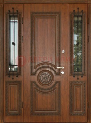 Парадная распашная стальная дверь Винорит со стеклом ДПР-106 в Раменском