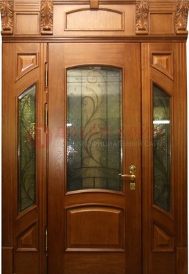 Парадная дверь со стеклянными вставками и ковкой ДПР-36 для дома в Балашихе
