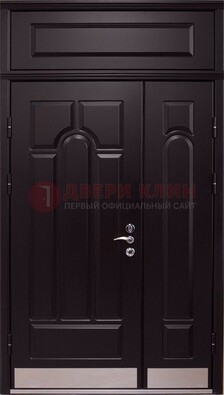 Парадная дверь с металлическими вставками ДПР-47 и фрамугой в Раменском