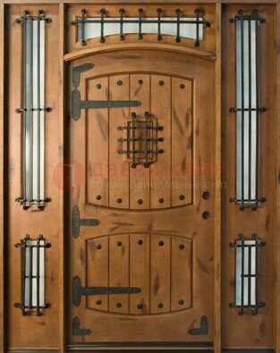 Парадная дверь с коваными элементами ДПР-68 в коттедж в Раменском