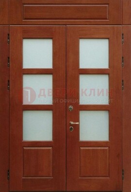 Металлическая парадная дверь со стеклом ДПР-69 для загородного дома в Раменском