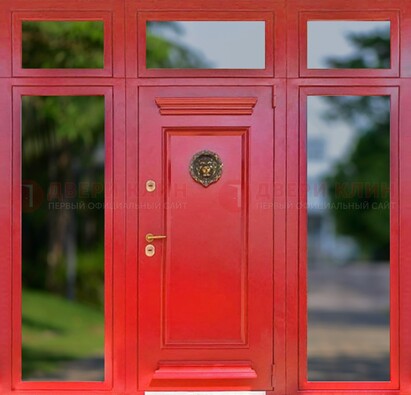 Красная парадная дверь для частного дома ДПР-88 в Раменском