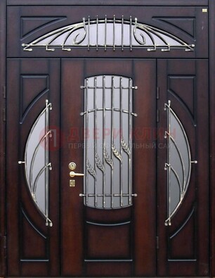 Парадная дверь со стеклянными вставками и ковкой ДПР-9 для улицы в Севастополе