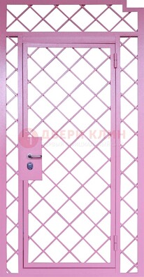 Розовая металлическая решетчатая дверь ДР-15 в Раменском
