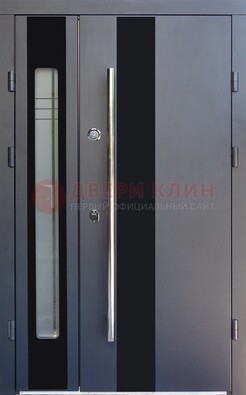 Серая стальная дверь со стеклом ДС-11 в Раменском
