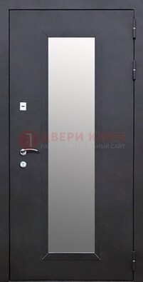 Черная стальная дверь порошок со стеклом ДС-33 в Раменском