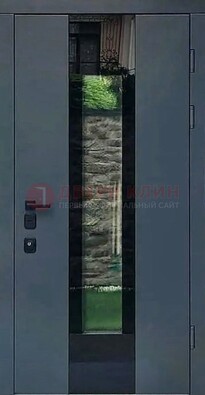 Современная дверь со стеклом для коттеджа ДС-40 в Раменском