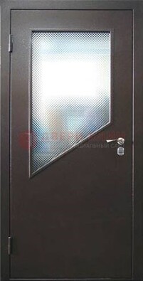 Стальная дверь со стеклом ДС-5 в кирпичный коттедж в Раменском