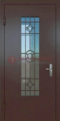 Входная металлическая дверь со стеклом для дома ДС-6 в Раменском