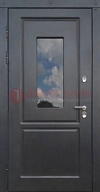 Чёрная металлическая дверь со стеклом ДС-77 в Раменском
