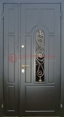 Металлическая дверь Винорит со стеклом в темном цвете ДСК-276 в Раменском