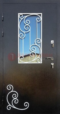Входная дверь Порошок со стеклом и ковкой ДСК-278 в Раменском