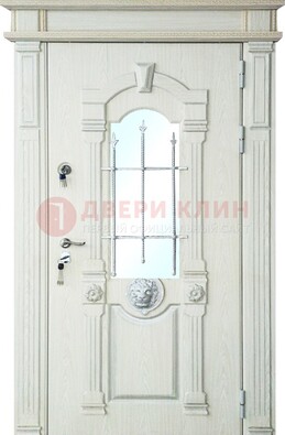 Герметичная входная дверь со стеклом и ковкой с украшением ДСК-64 в Раменском
