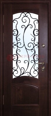 Металлическая дверь со стеклом и ковкой ДСК-6 в квартиру в Воскресенске