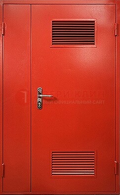 Красная железная техническая дверь с вентиляционными решетками ДТ-4 в Раменском