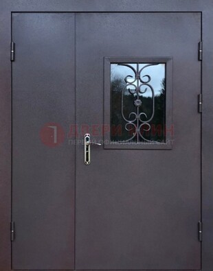 Тамбурная дверь Порошок со стеклом и ковкой ДТМ-48 в Раменском