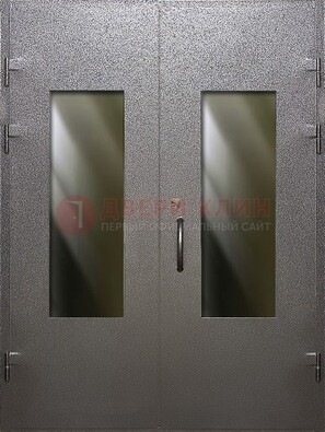 Серая тамбурная дверь со стеклянными вставками ДТМ-8 в Раменском