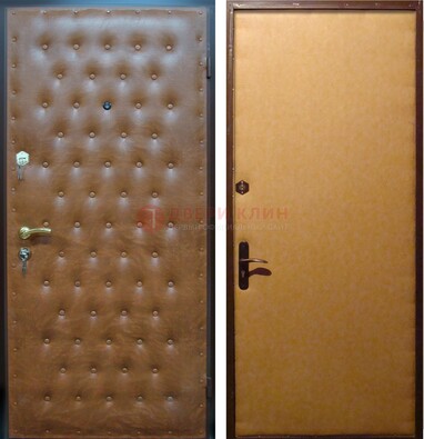 Желтая железная дверь с винилискожей ДВ-2 в Раменском