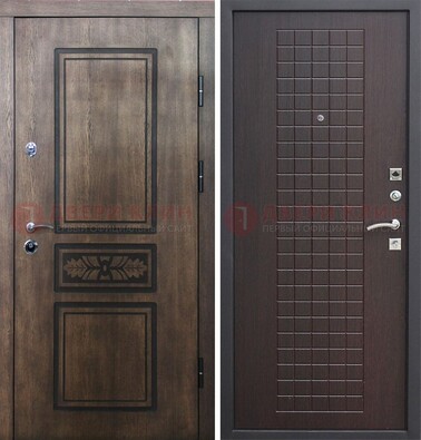 Входная резная дверь c МДФ и коричневой обратной стороной  ДM-1177 в Раменском