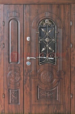 Металлическая дверь с узором и виноритом ДВТ-146 в Раменском
