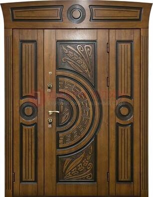 Парадная входная дверь с виноритом и узором ДВТ-194 в Раменском