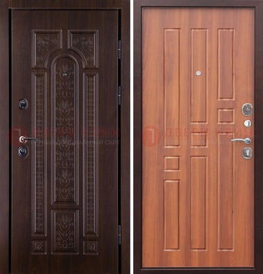 Темная металлическая дверь с виноритом и узором ДВТ-224 в Раменском