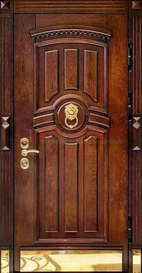 Входная дверь с виноритом в коричневом цвете ДВТ-236 в Раменском