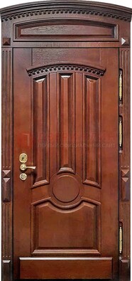 Темная стальная дверь с виноритом и фрамугой ДВТ-238 в Раменском