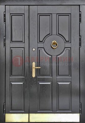 Черная металическая дверь с виноритом для дома ДВТ-241 в Раменском